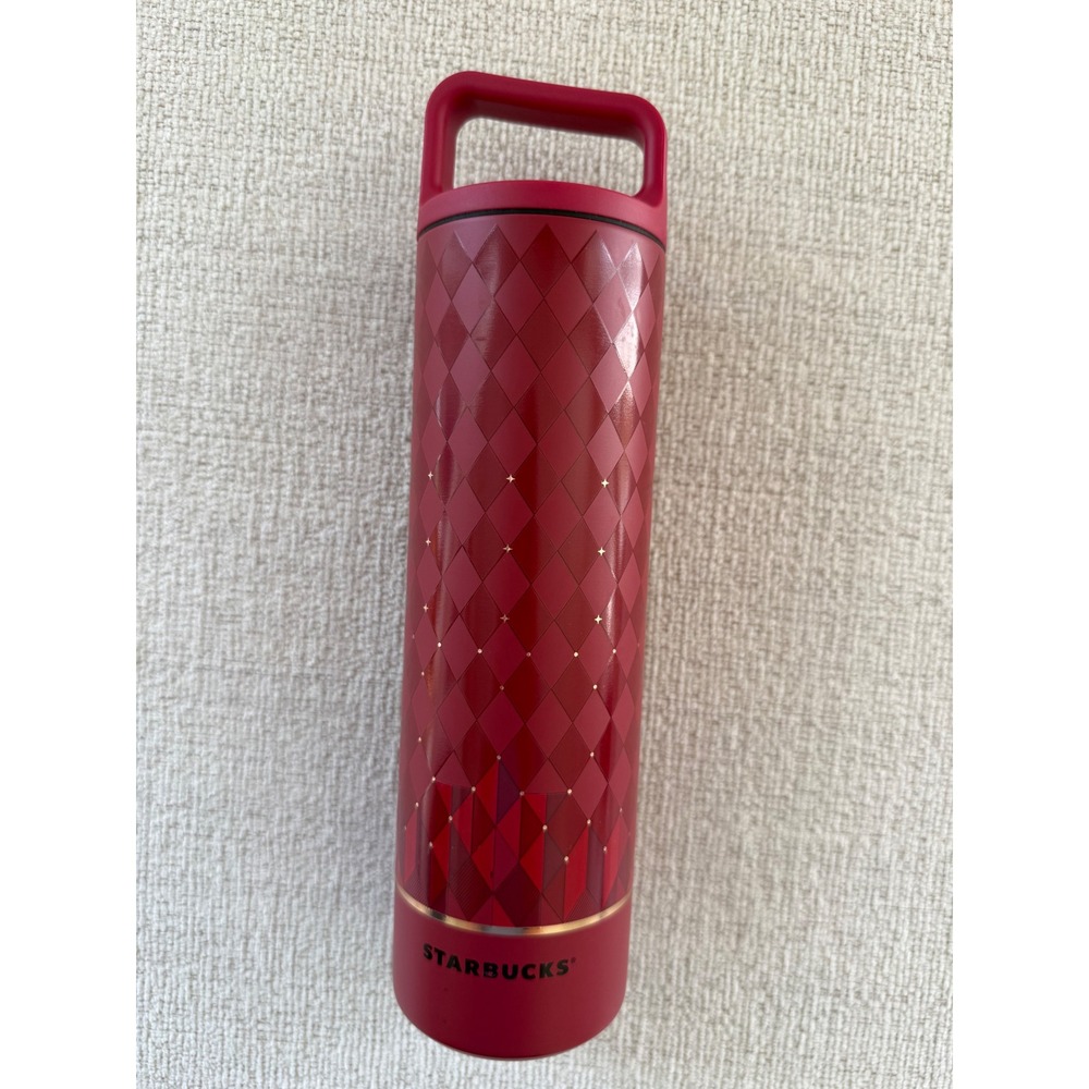 NEW STARBUCKS X MIIR 2025 Christmas Red Harlequin Design Stainless Tumbler 20oz